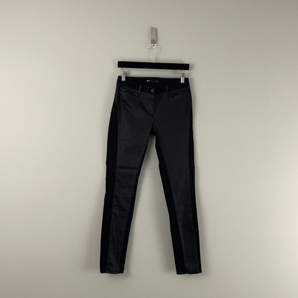 3x1 W1 Mid Rise Black Mixed Media Wrap Zip Skinny Jeans Size 29 - Picture 1 of 8
